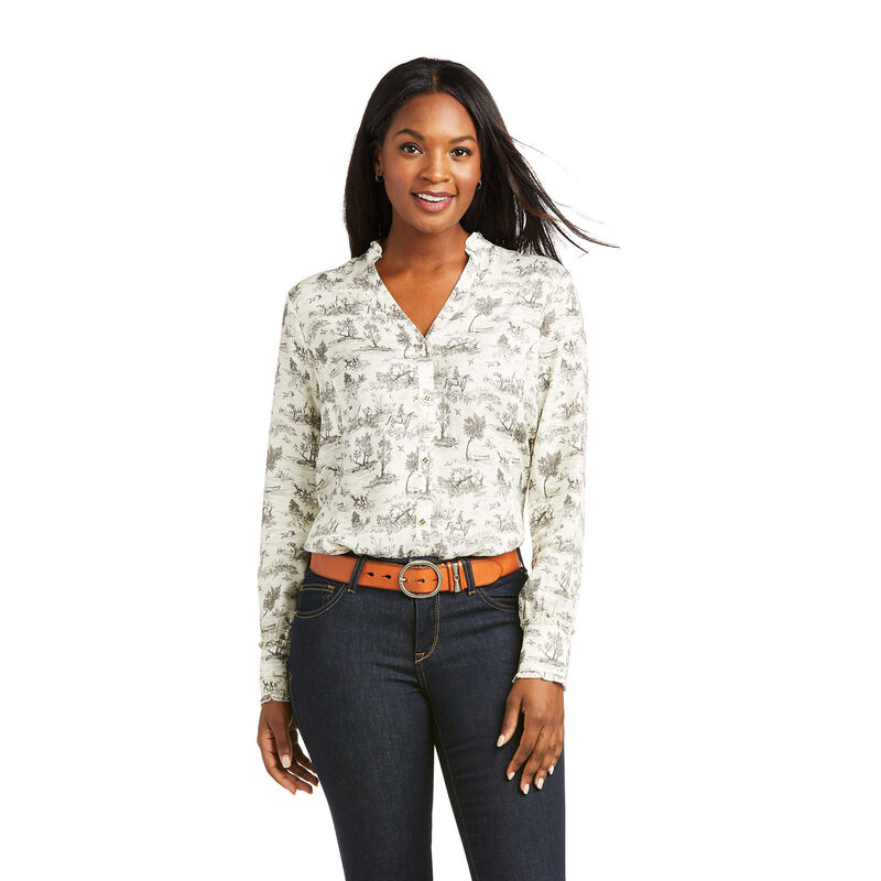 Ariat Hemden Damen - Clara Weiß/Schwarz ( DFMOG-2349 )